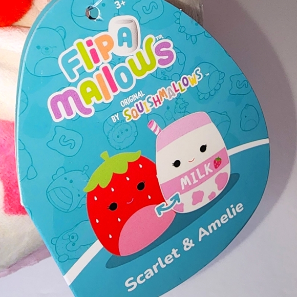 SCARLET 🔄 AMELIE 🍓Strawberry🥛Strawberry Milk FlipAMallow Squishmallow ☆》NWT《☆ - Picture 4 of 7